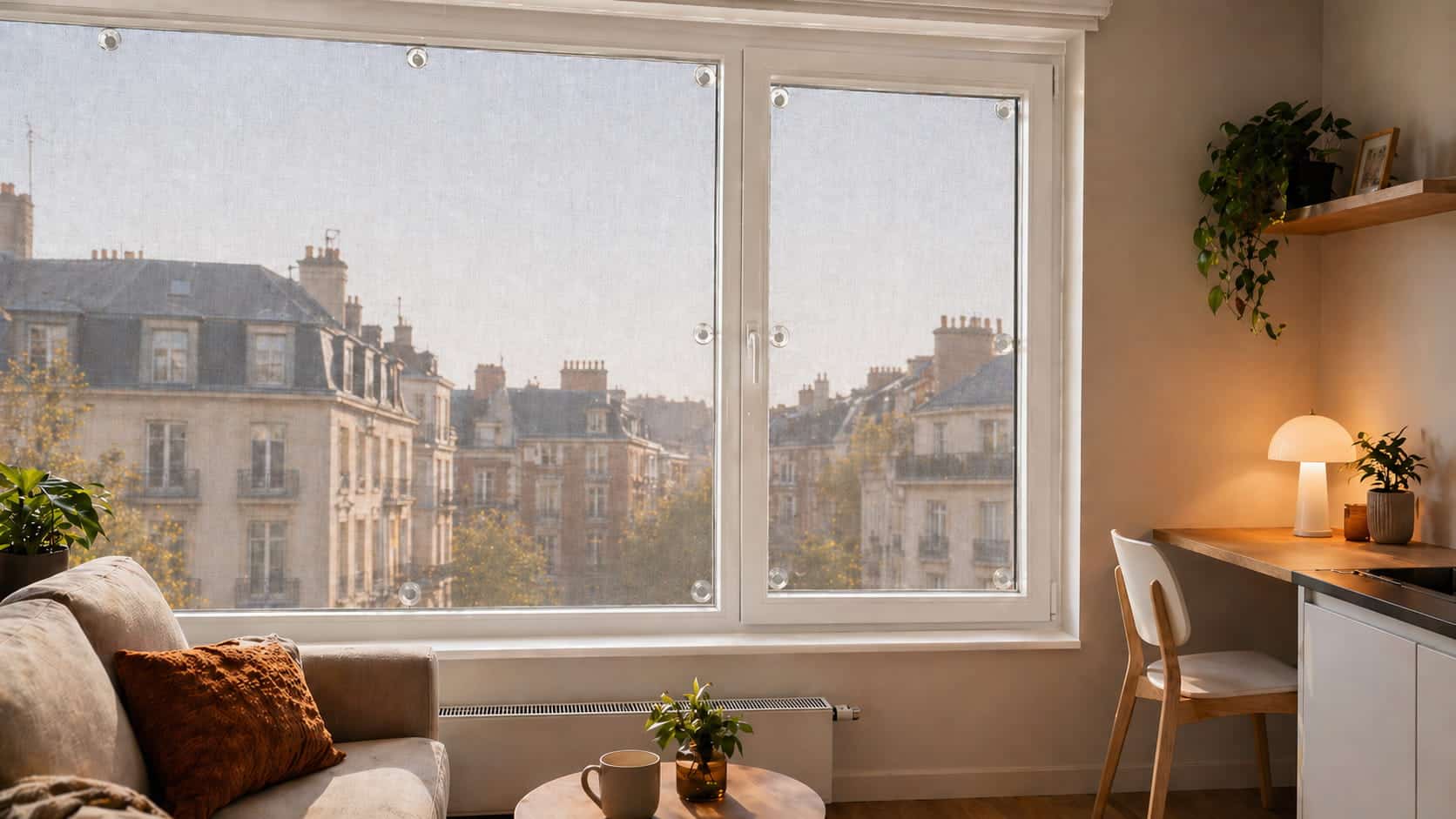 Protection solaire sans perçage, idéal pour locataires